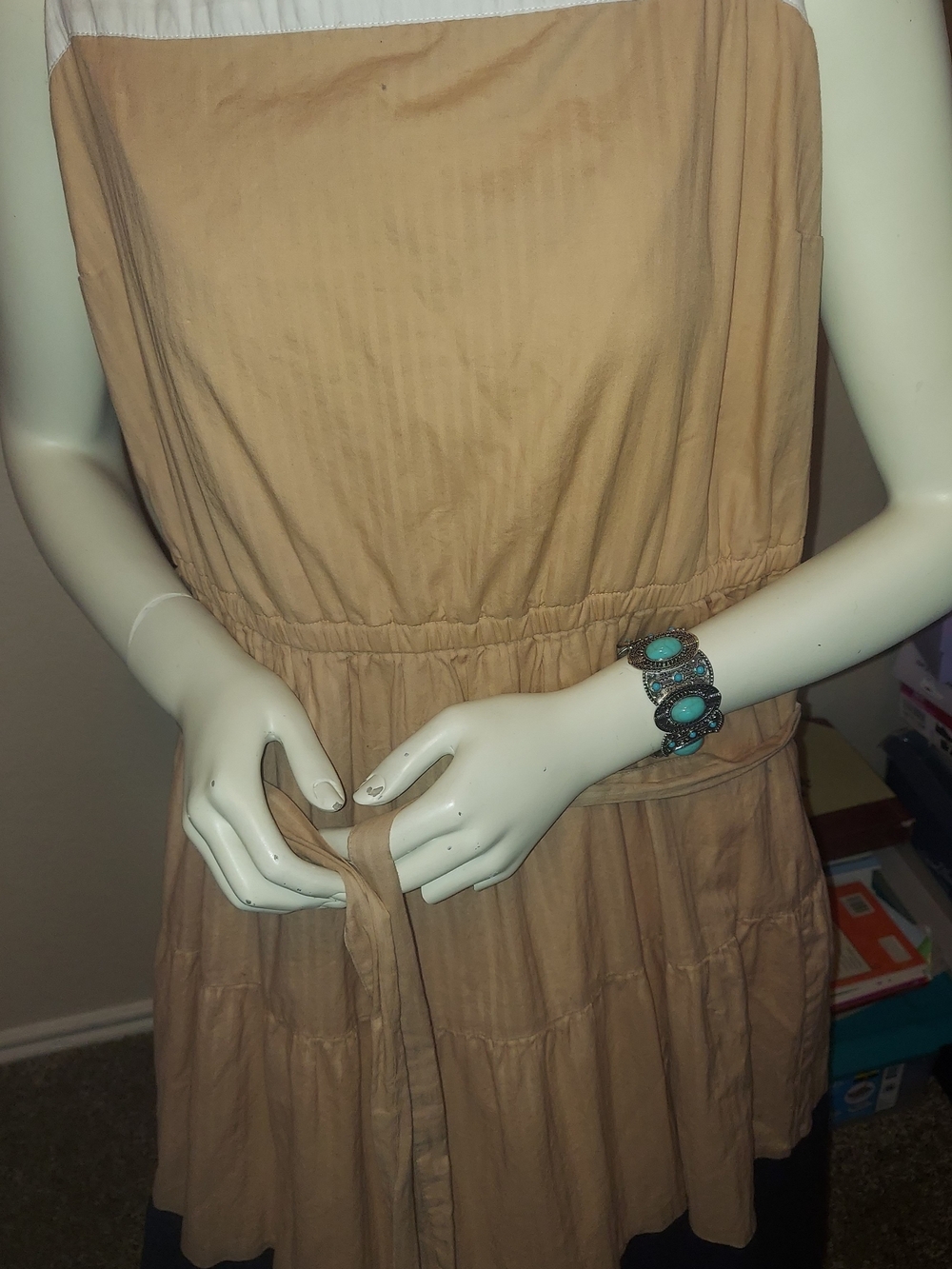 Lane Bryant Beige and Navy Tiered Maxi Dress Sz 20 - Picture 4 of 10